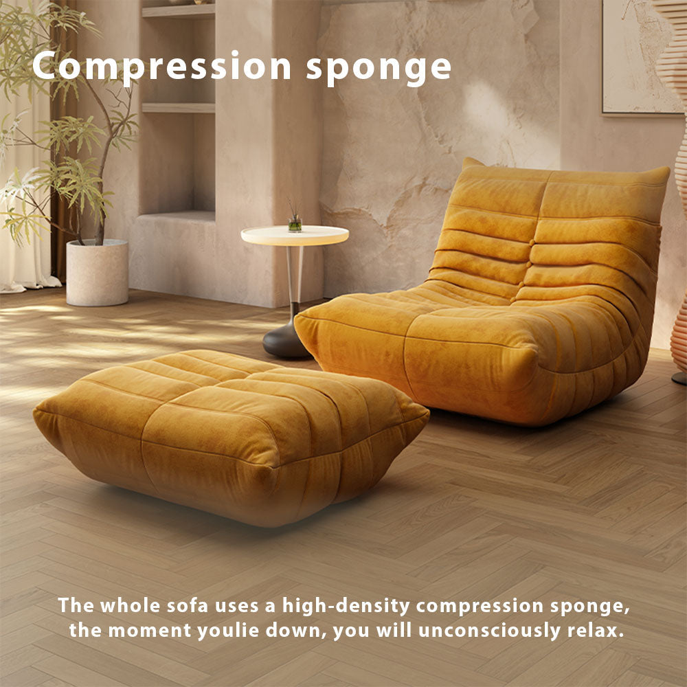 LIVARA B001 Yellow 84/90/130/160CM High-Resilience Compressed Style Length Minimalist Foam Dual-Layer Sofa