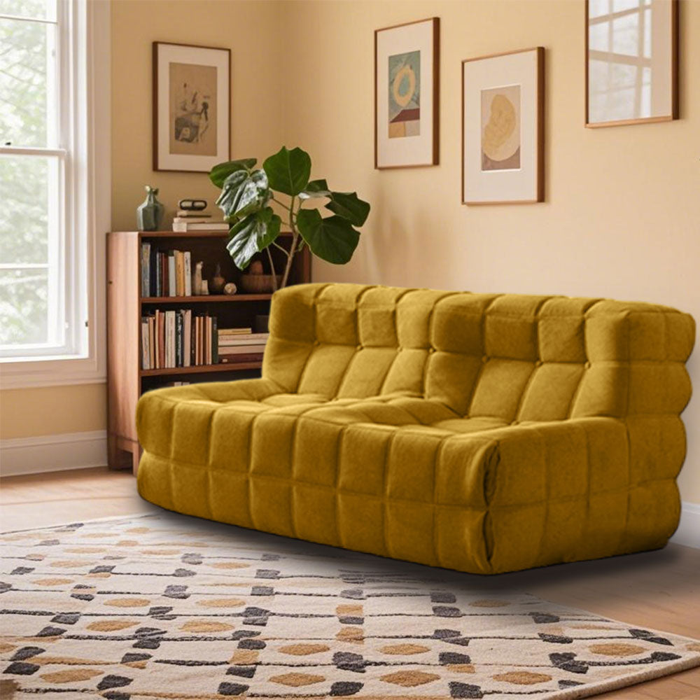 LIVARA B006 Style Compressed 80/160CM Minimalist Foam Blue&Yellow High-Resilience Dual-Layer Length Sofa