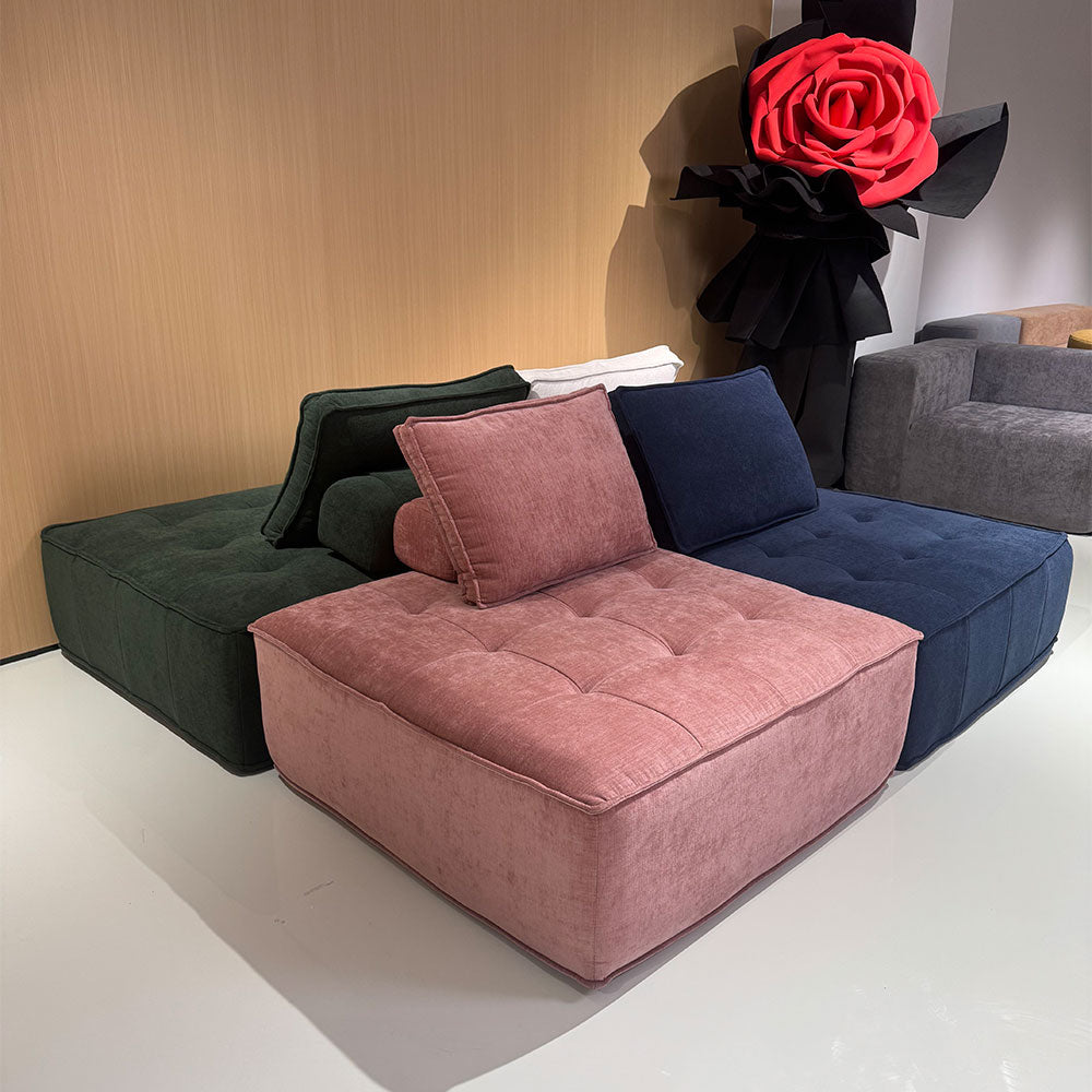 LIVARA B008 White&Pinke&Green&Blue Length High-Resilience Minimalist 85/100CM Style Compressed Dual-Layer Foam Sofa