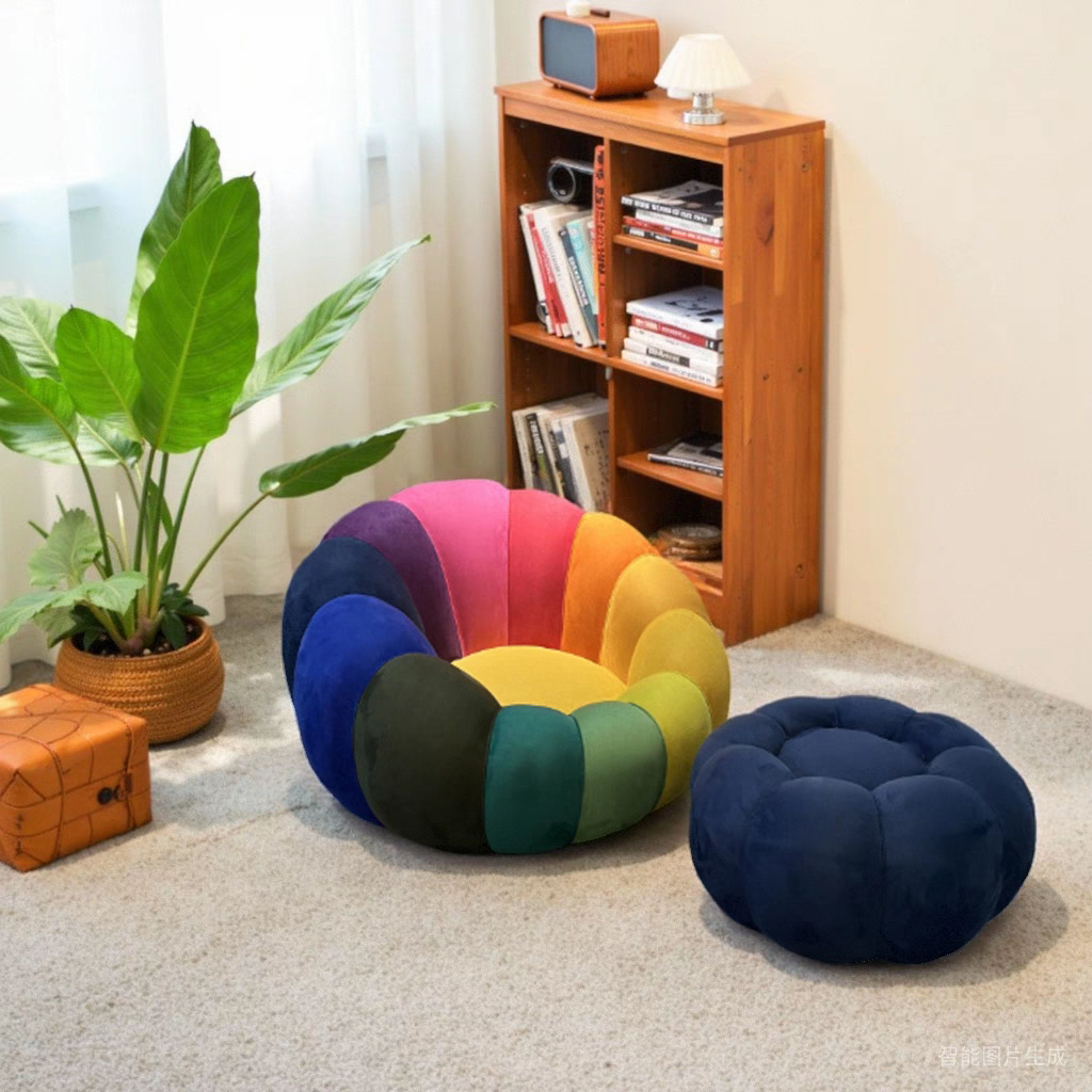 LIVARA B010 Pink&Blue Minimalist Sofa 64CM Style Length Compressed Footrest