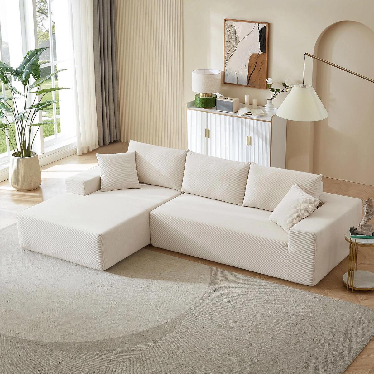 LIVARA B202 Foam High-Resilience Dual-Layer White&Caramel 200CM Length Compressed Sofa