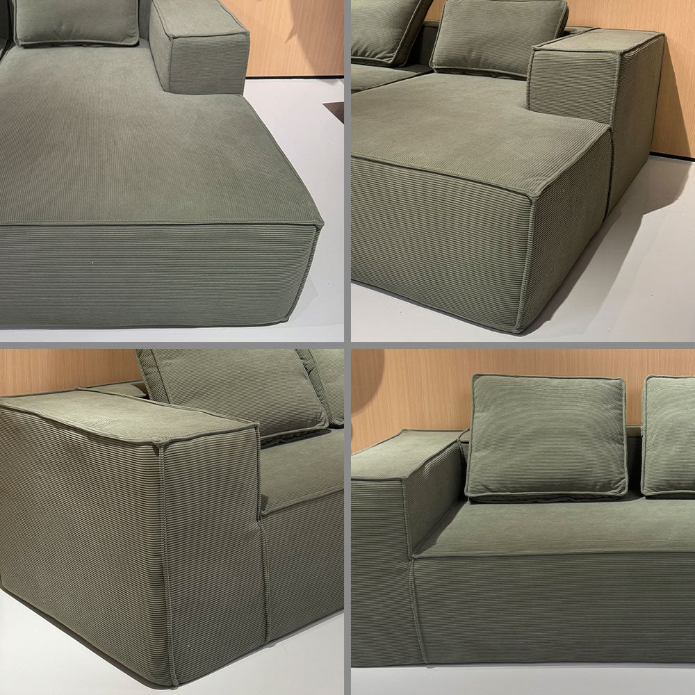 LIVARA B203 Length Foam Style High-Resilience 275/300CM Dual-Layer Green Minimalist Compressed Sofa