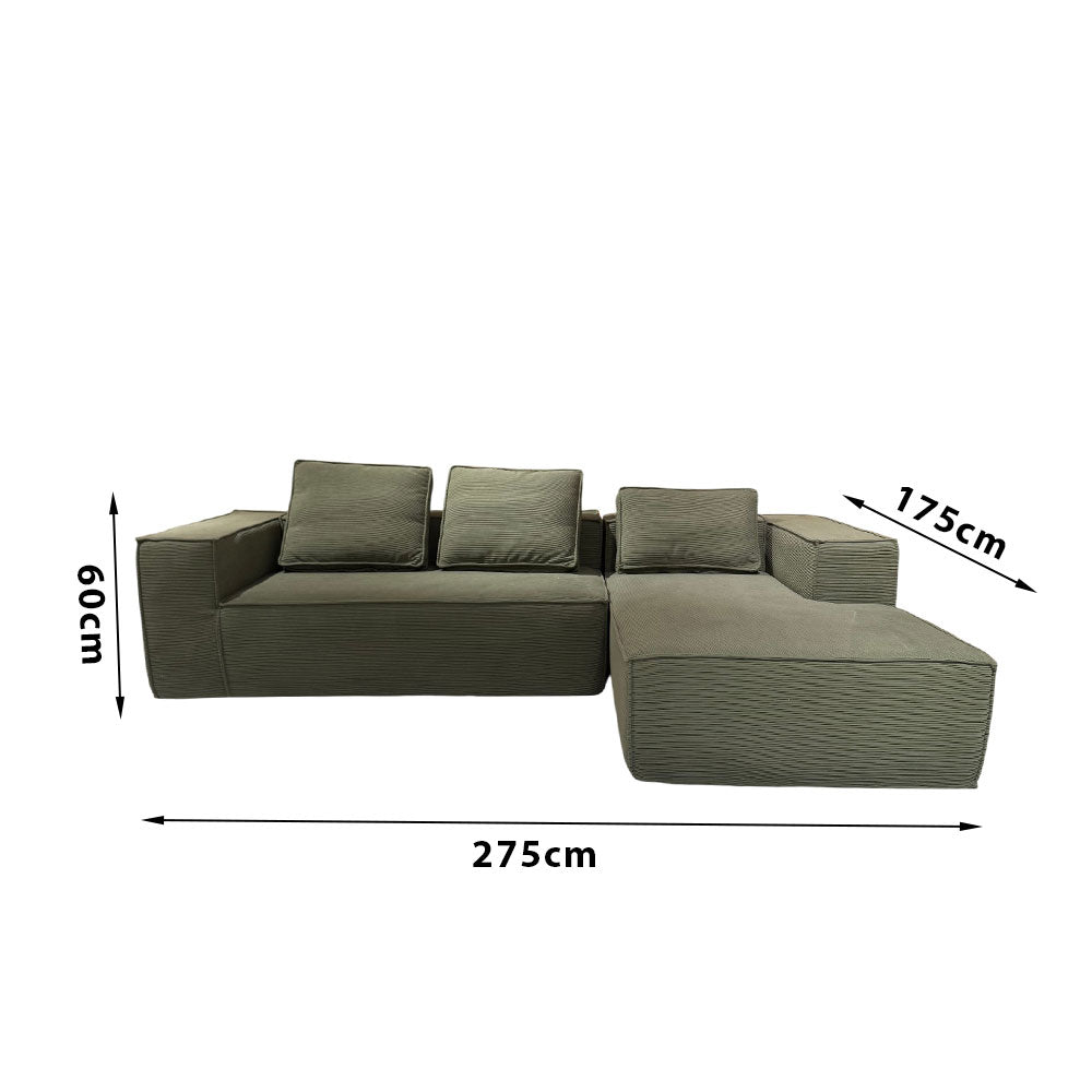 LIVARA B203 Length Foam Style High-Resilience 275/300CM Dual-Layer Green Minimalist Compressed Sofa