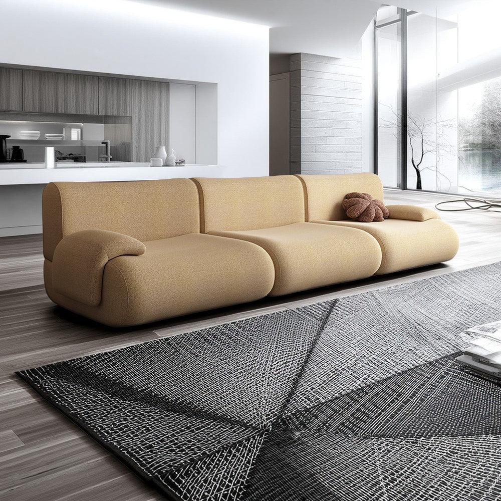 LIVARA B302 Frameless Seamless Sofa - Construction Compressed 292cm Length Yellow