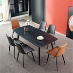 LIVARA DC1002 Wrought Dining Leather Faux Fabric Chair Iron Legs