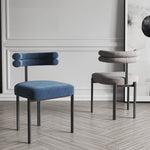 LIVARA DC1008 Velour Carbon Fabric Chair Steel Dining Legs