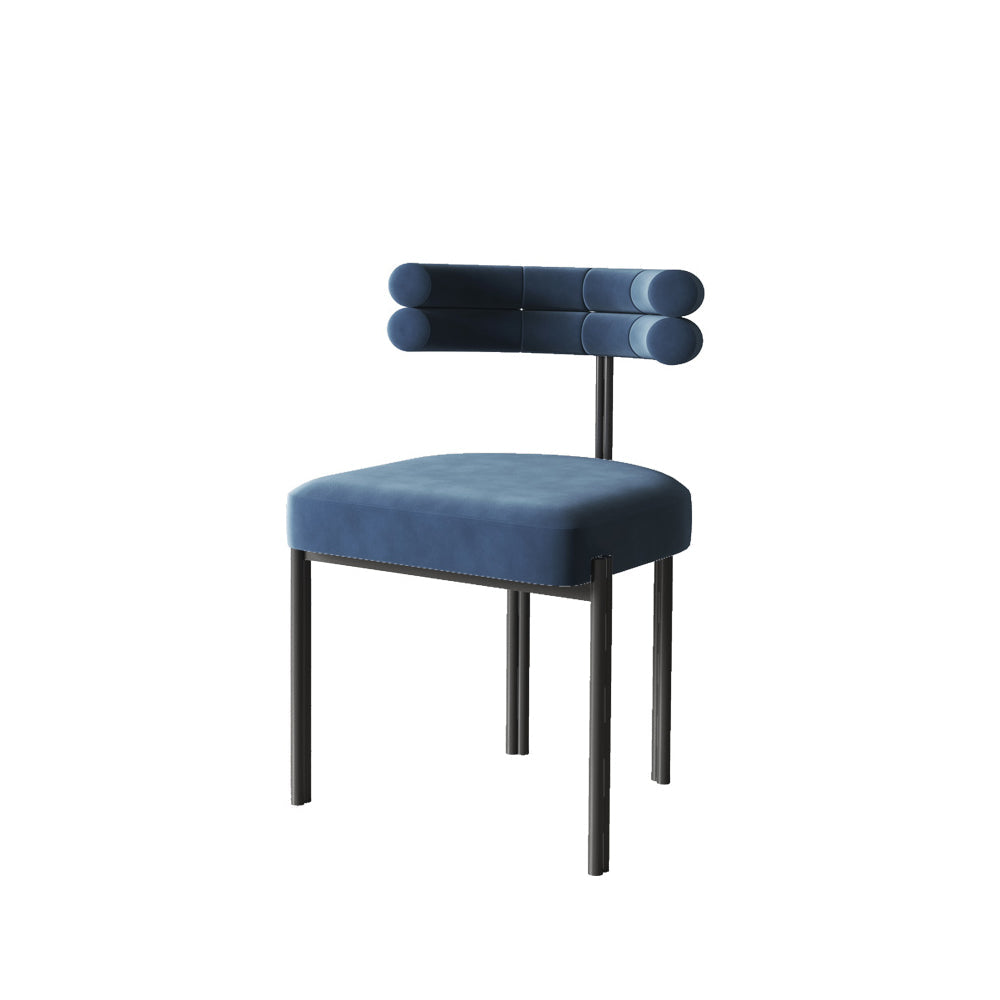 LIVARA DC1008 Velour Carbon Fabric Chair Steel Dining Legs