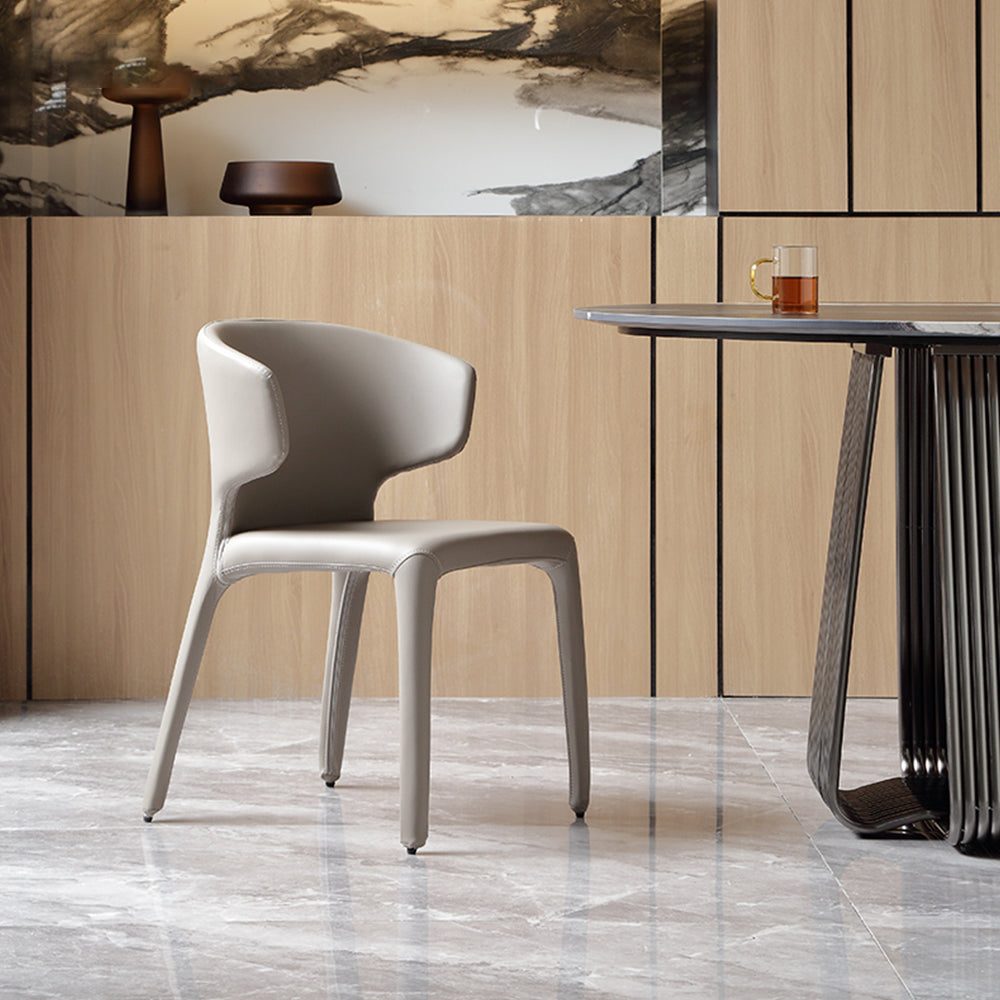 LIVARA DC1018 Chair Leather Dining Fabric Stainless Faux Steel Legs