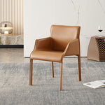 LIVARA DC1019 Saddle Leather Dining Carbon Chair Steel Legs