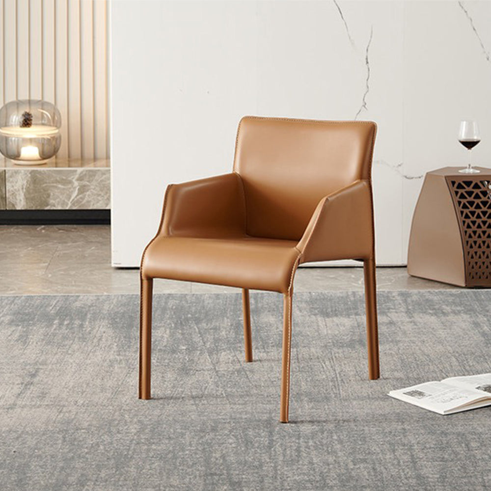 LIVARA DC1019 Saddle Leather Dining Carbon Chair Steel Legs