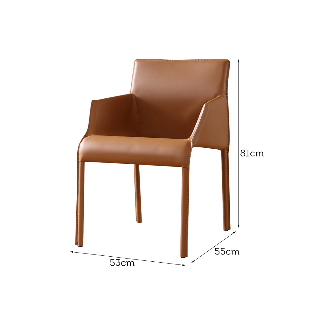 LIVARA DC1019 Saddle Leather Dining Carbon Chair Steel Legs