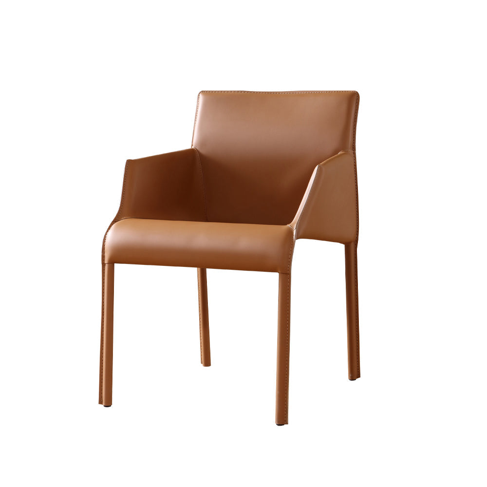 LIVARA DC1019 Saddle Leather Dining Carbon Chair Steel Legs