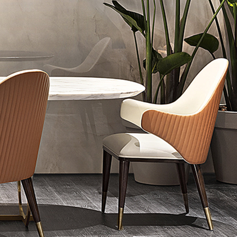 LIVARA DC1022 Solid Wood Leather Fabric Dining Chair Faux Frame