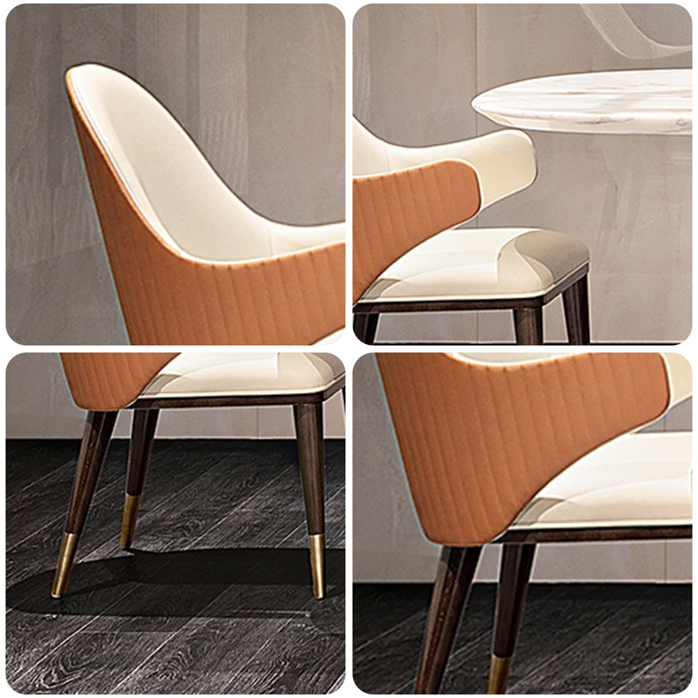 LIVARA DC1022 Solid Wood Leather Fabric Dining Chair Faux Frame