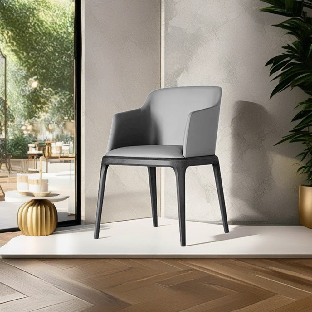 LIVARA DC1028 Dining Wood Leather Faux Fabric Chair Solid Frame