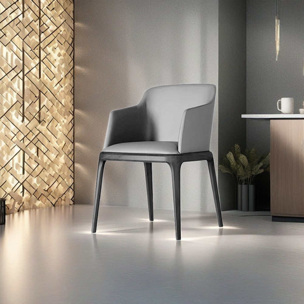 LIVARA DC1028 Dining Wood Leather Faux Fabric Chair Solid Frame