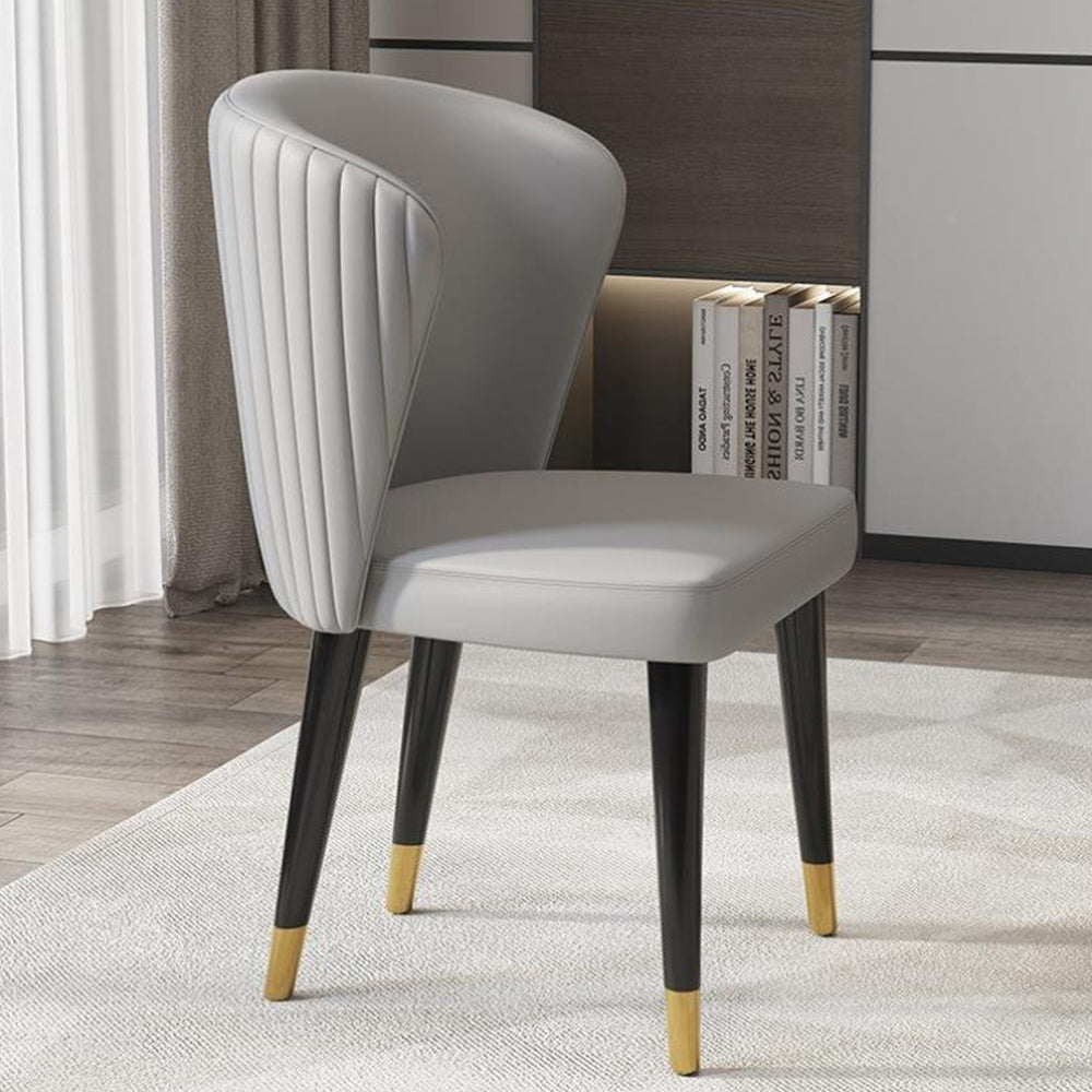LIVARA DC1029 Leather Fabric Solid Dining Faux Chair Wood Frame