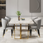 LIVARA DC1029 Leather Fabric Solid Dining Faux Chair Wood Frame