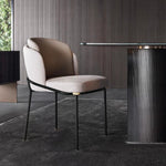 LIVARA DC1031 Cotton-Linen Fabric Steel Stainless Chair Dining Legs