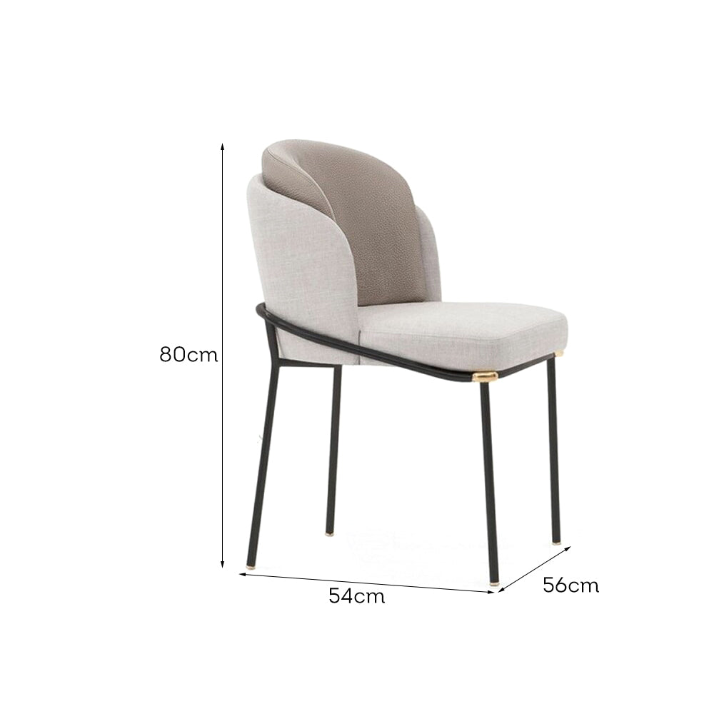 LIVARA DC1031 Cotton-Linen Fabric Steel Stainless Chair Dining Legs