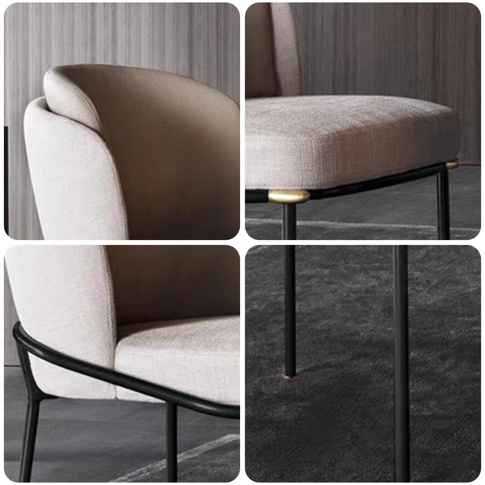 LIVARA DC1031 Cotton-Linen Fabric Steel Stainless Chair Dining Legs