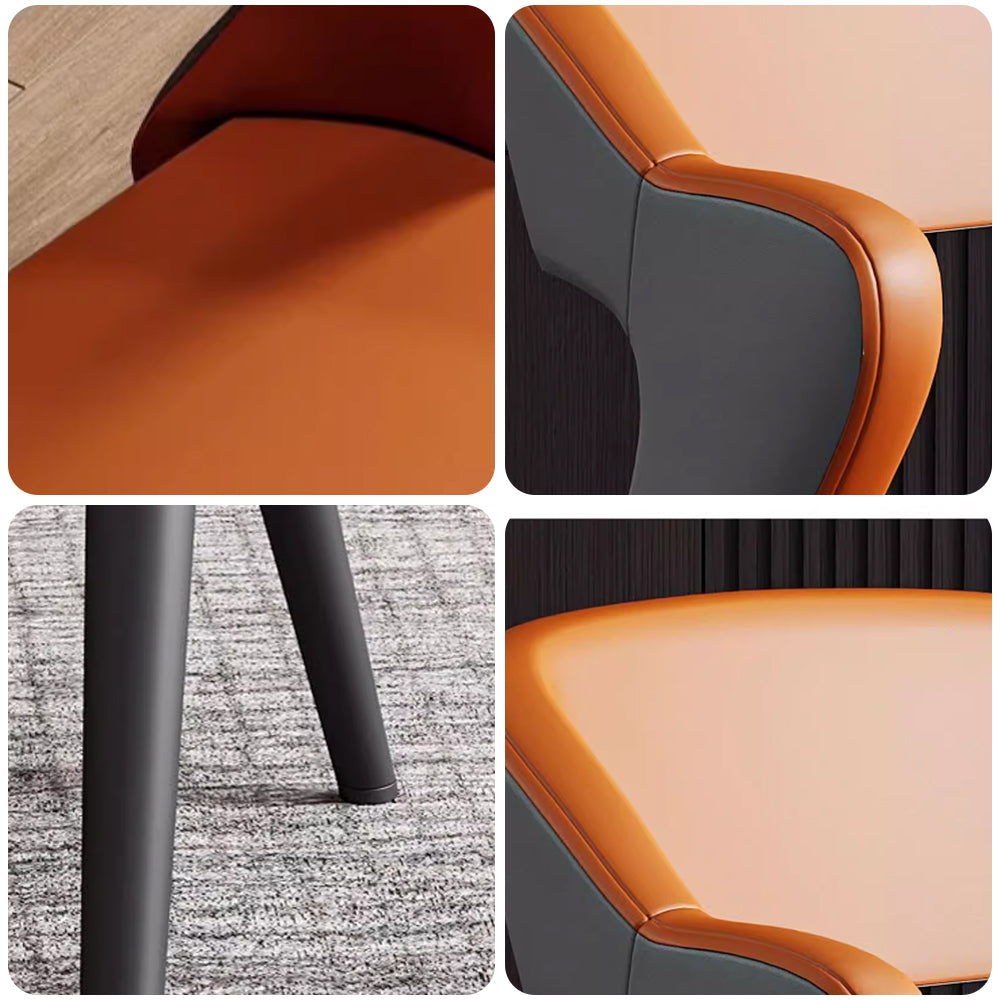 LIVARA DC1033 Chair Steel Carbon Dining Faux Fabric Leather Legs