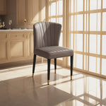 LIVARA DC1036 Dining Fabric Chair Leather Solid Faux Wood Frame