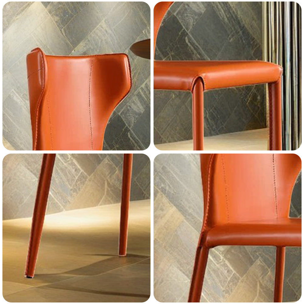 LIVARA DC1037 Steel Carbon Chair Dining Leather Saddle-Style Legs