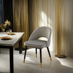 LIVARA DC1039 Dining Fabric Solid Wood Chair Faux Leather Frame