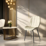LIVARA DC1040 Leather Carbon Chair Fabric Dining Faux Steel Legs