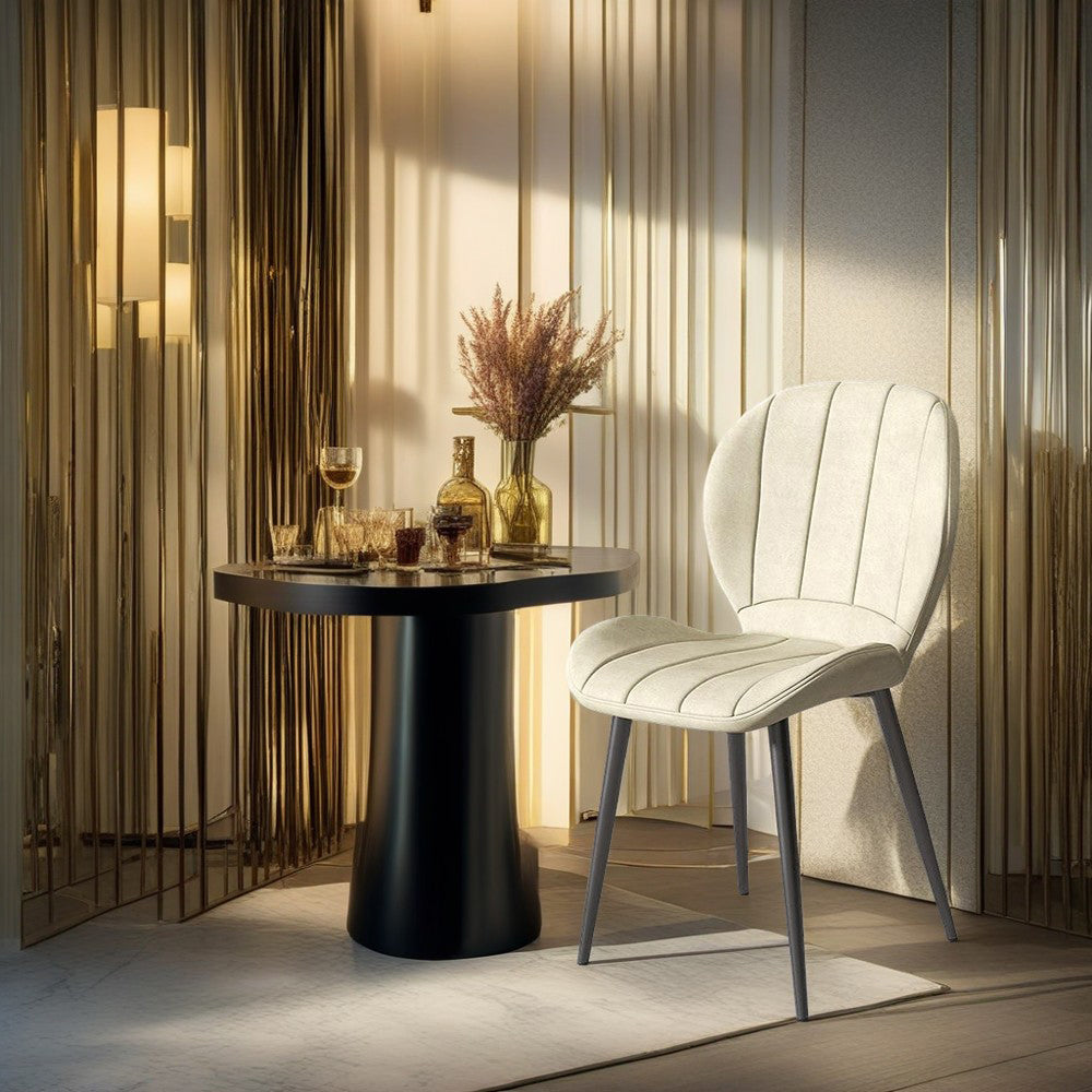 LIVARA DC1040 Leather Carbon Chair Fabric Dining Faux Steel Legs