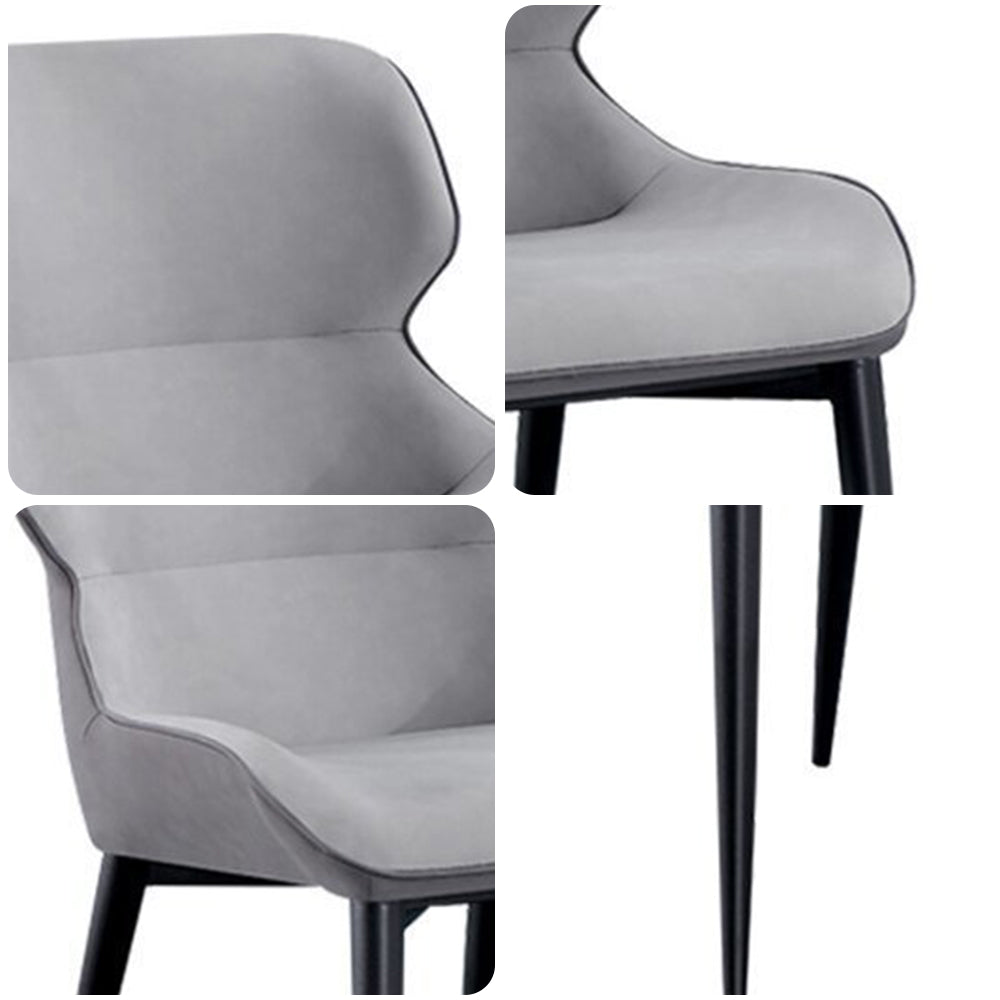 LIVARA DC1041 Faux Leather Carbon Fabric Steel Dining Chair Legs