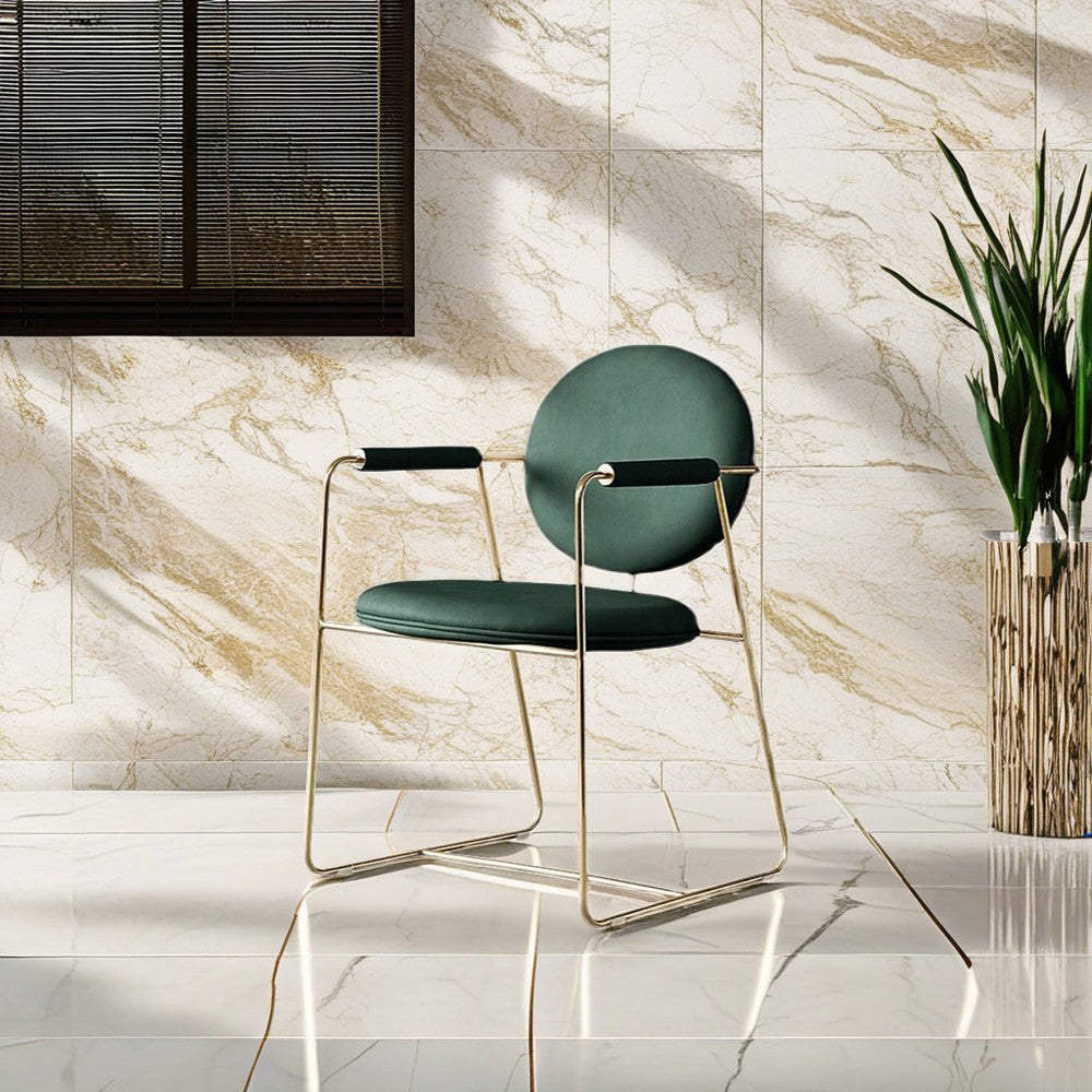 LIVARA DC1049 Dining Chair Faux Leather Metal Fabric Frame