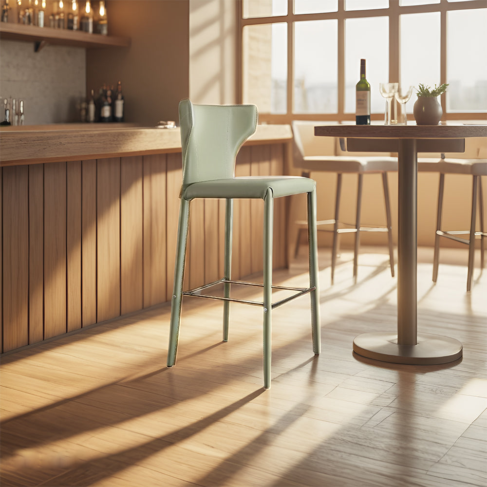 LIVARA DC1054 Fabric Leather Steel Bar Stool Carbon Saddle Legs