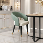 LIVARA DC1058 Chair Fabric Dining Wood Solid Leather Faux Frame