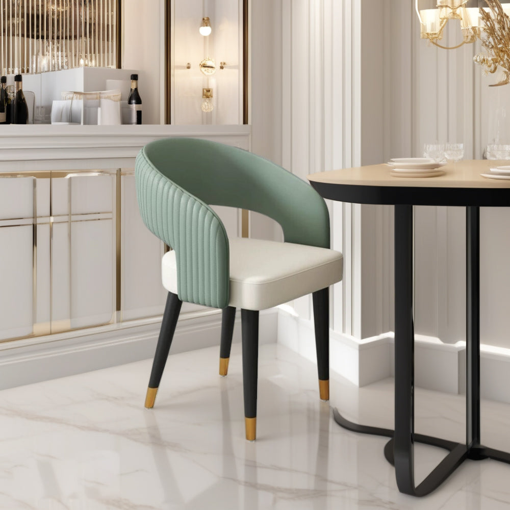 LIVARA DC1058 Chair Fabric Dining Wood Solid Leather Faux Frame