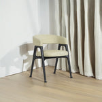 LIVARA DC1059 Faux Ash Dining Leather Chair Wood Fabric Frame