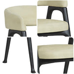 LIVARA DC1059 Faux Ash Dining Leather Chair Wood Fabric Frame