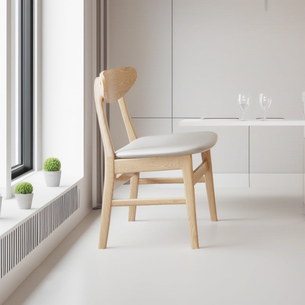 LIVARA DC1064 Modern Ash Dining Wood Style Chair Minimalist Frame