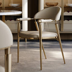 LIVARA DC1109 Fabric Steel Stainless Dining Chair Faux Leather Legs