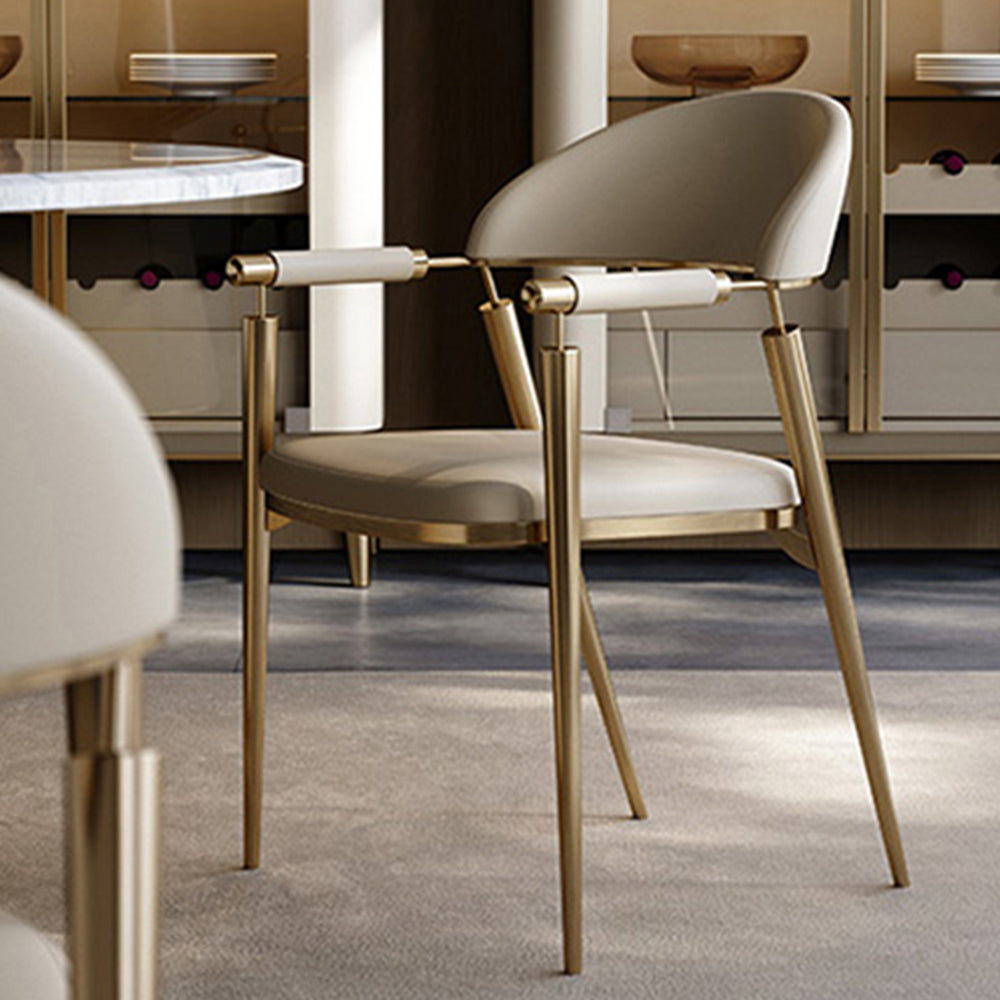 LIVARA DC1109 Fabric Steel Stainless Dining Chair Faux Leather Legs
