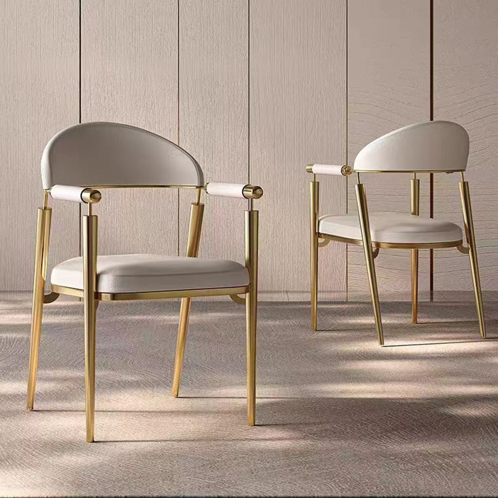 LIVARA DC1109 Fabric Steel Stainless Dining Chair Faux Leather Legs