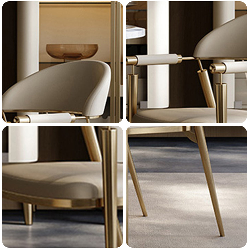 LIVARA DC1109 Fabric Steel Stainless Dining Chair Faux Leather Legs