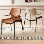 LIVARA DC1115 Faux Stainless Steel Fabric Chair Leather Dining Legs