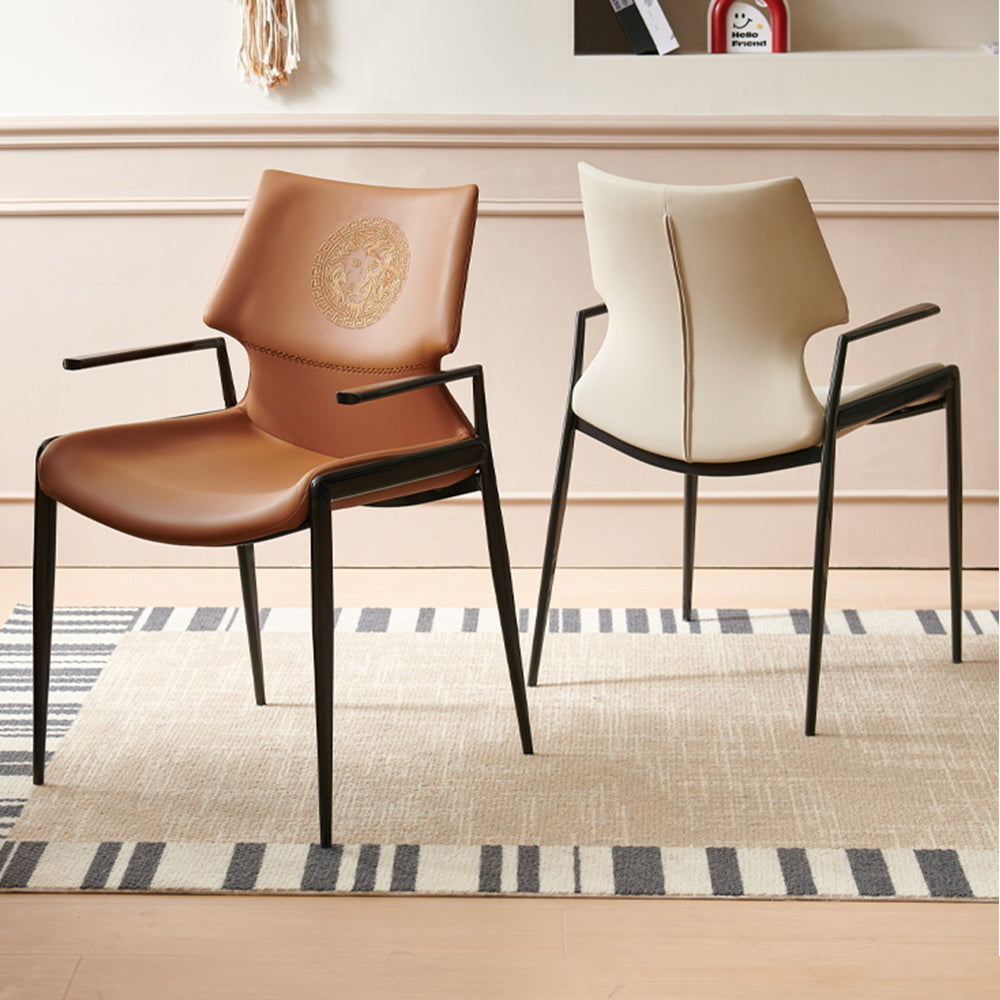 LIVARA DC1115 Faux Stainless Steel Fabric Chair Leather Dining Legs