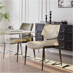 LIVARA DC1115 Faux Stainless Steel Fabric Chair Leather Dining Legs