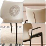 LIVARA DC1115 Faux Stainless Steel Fabric Chair Leather Dining Legs