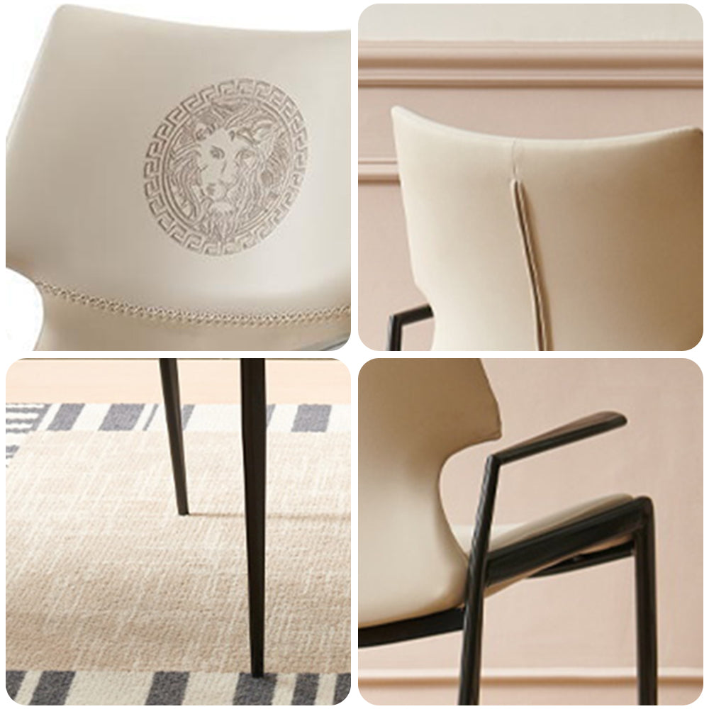 LIVARA DC1115 Faux Stainless Steel Fabric Chair Leather Dining Legs
