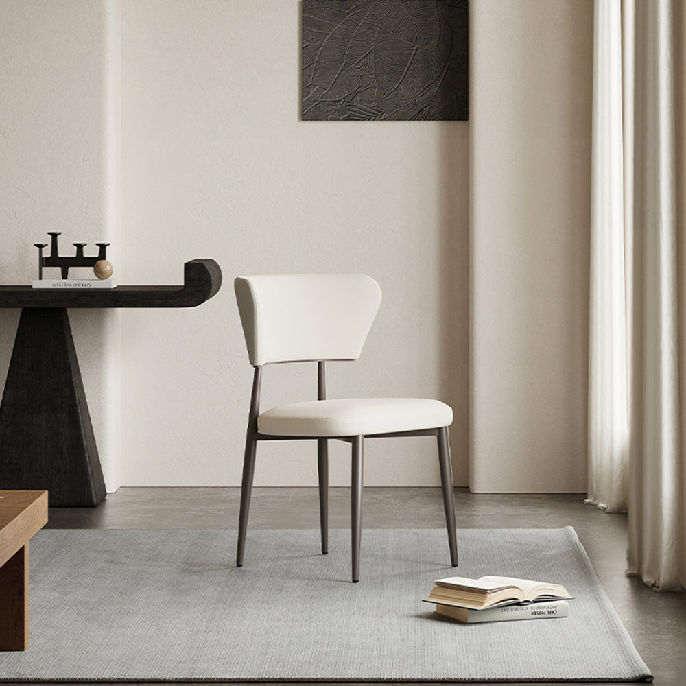LIVARA DC1116 Carbon Faux Leather Fabric Steel Dining Chair Legs