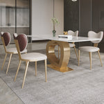 LIVARA DC1117 Fabric Dining Steel Faux Stainless Chair Leather Legs